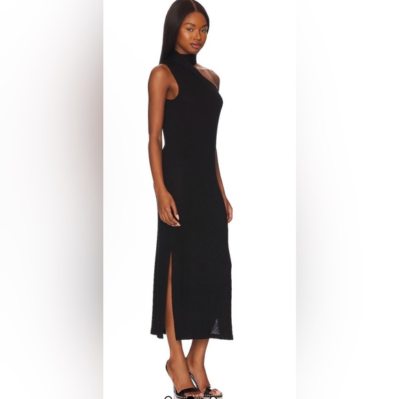 LNA Clothing Orla Midi Dress S Turtleneck Halter One Shoulder Sleeveless USA - Picture 1 of 6